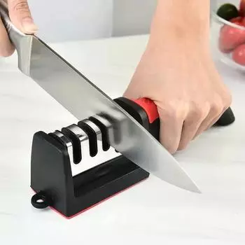 Кухонная 4-сегментная точилка для ножей, бытовая многофункциональная ручная четырехцелевая черная точильный камень XXL красный