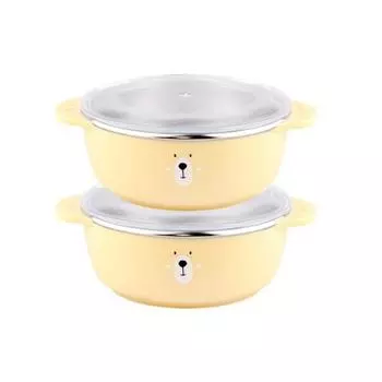 Кухонная миска U Bear с крышкой из нержавеющей стали, разноцветные, 2 предмета, популярные корейские предметы для родителей