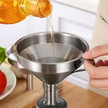 Кухонная воронка из нержавеющей стали со съемным фильтром Металлическая воронка для наполнения бутылок Масло Жидкая еда Кухонные принадлежности