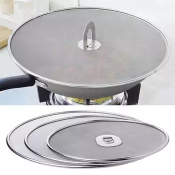 Крышка-сетка для защиты от брызг масла со складной ручкой 1pc-diameter 25cm серебряный