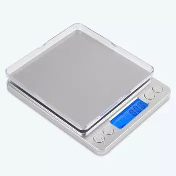 Кухонные цифровые весы из нержавеющей стали 0, 1 г/3 кг, многофункциональные кухонные весы, вес (Серебряный)