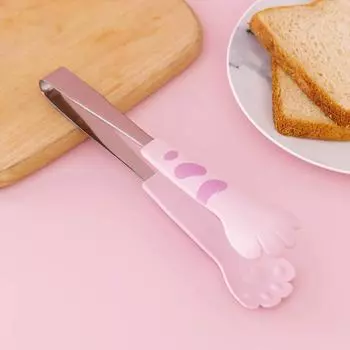 Кухонные щипцы для приготовления пищи в форме милой кошачьей лапки из нержавеющей стали, маленькие щипцы для салата и барбекю, розовые S Small розовый