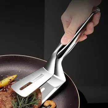 Кухонные щипцы из нержавеющей стали — многоцелевой зажим для стейков, рыбы и многого другого с антипригарным покрытием — необходимый инструмент для готовки серебряный