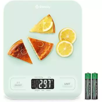 Кухонные весы Etekcity Food, цифровые граммы и унции для похудения, выпечки, приготовления пищи, кето и приготовления еды, ЖК-дисплей, средний, зеленый Large Size белый