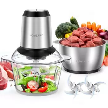 Кухонный комбайн HOMEASY Большая емкость Типы чаш Легкий скоростной режущий миксер 350 Вт Высокая мощность измельчения Многоцелевой в одном Легкое управление Моющийся 1,8 л