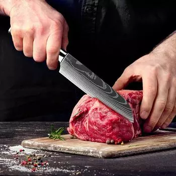Кухонный нож с лазерным узором Damascus Utility Нож профессиональный поварской нож Santoku Нож для разделки мяса Кухонные принадлежности