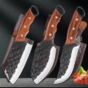 Кухонный нож, тесак, кованый нож для обвалки мяса, рыбы, барбекю, нож для разделки мяса, нож для очистки овощей и овощей