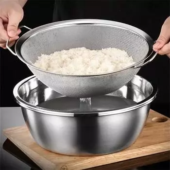 Кухонный сетчатый фильтр-корзина из нержавеющей стали, чаша для мытья риса, сито для муки, дуршлаг, фильтр для сока, сушилка для продуктов, кухонные принадлежности