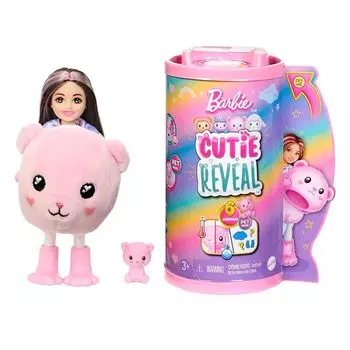 Кукла barbie chelsea cutie Reveal Small и аксессуары, костюм брюнетки и плюшевого мишки, 6 сюрпризов (Стиль может меняться)