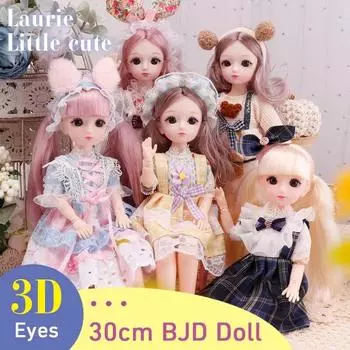 Кукла BJD для девочек, 30 см, аниме-кукла, 23 шарнира, подвижное тело с юбкой, шляпа, головной убор, игрушка «сделай сам»