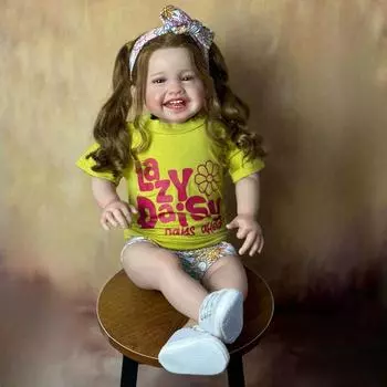 Кукла Reborn Girl Alive Happy Smiling Face, Мила, 24 дюйма, 60 см, 3D цветная роспись, видимые вены, имитация кровеносных сосудов, кукла с мягким на ощупь хлопковым телом, кукла cloth body