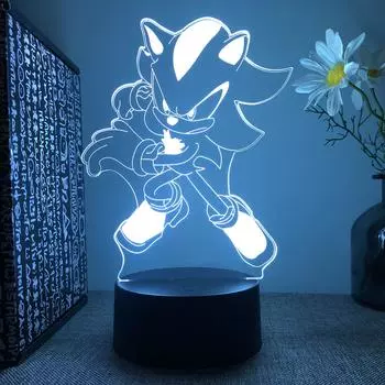 Кукла Соник Модель 3D Ночной Светильник LED 7 Цветов Меняющий Цвет Свет Фигурка Соник Спальня Декоративные Игрушки Дети День Рождения