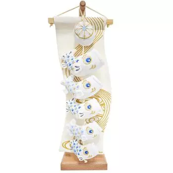 Кукольная мастерская Genki Carp Streamer Carp Streamer Indoor Mini Подвесное украшение Креп Роскошная вышивка Изысканная работа Белая настольная Genkan Милый