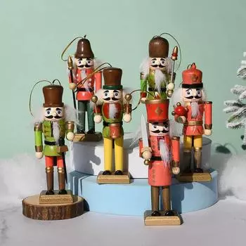 Кукольные игрушки 13 см Щелкунчик Солдаты из орехового дерева Расписные детские рождественские игрушки 6 шт./лот