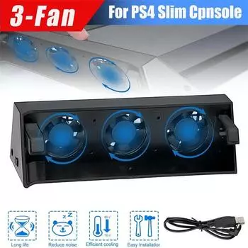 Кулер для Sony PS4 PS 4 Slim Fan Console Accessories Cooling Base Accesorios Video Game Mount Control чёрный