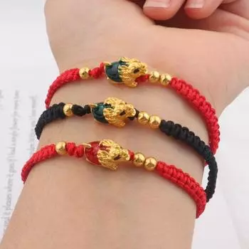 Кулон Lucky Red Rope Китайский стиль Браслет Фортуны Дракон Черепаха Год Браслет Женщины