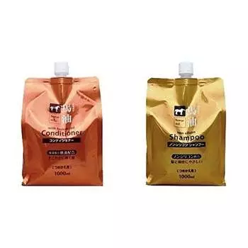 Kumano Yushi Horse Oil Shampoo Refill 1000ml + Horse Oil Conditioner Refill 1000ml
