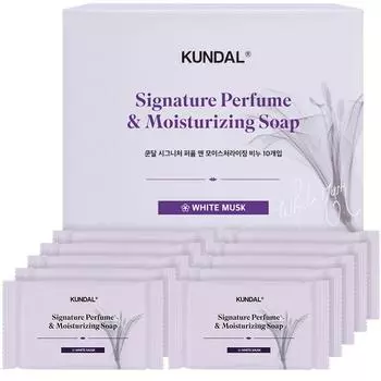 Kundal Signature Perfume & Moisturizing Soap White Musk Fragrance, 100g, 10 pieces