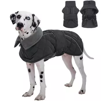 Kuoser Dog Собака Холодная погода Зима Водонепроницаемый Флисовый Шлейка на Липучке Светоотражающая Верхняя Одежда для Темно-Серой Грудной Измерения Одежда, Пальто, Куртка, Одежда,