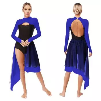 Купальник для балета и гимнастики с длинными рукавами, одежда для катания на коньках, танцевальная одежда, современный лирический танцевальный костюм для женщин и девочек S белый
