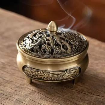 Курильницы для благовоний в виде дракона, старинная латунная курильница для благовоний в виде феникса, полые мини-украшения для благовоний, старинный китайский декор для чайного стола