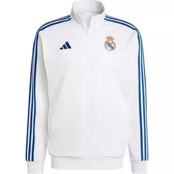 Куртка Adidas Real Madrid DNA Track с полосатым логотипом бренда и молнией спереди, мужская, белая IT3804 L