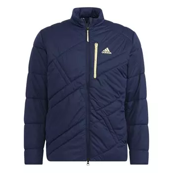 Куртка для гольфа с большим логотипом Adidas, термобелье средней толщины из хлопка с длинным рукавом и молнией, темно-синяя [Adidas Golf], мужская, J/XL