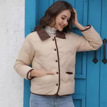 Куртка из хлопка Clip Cotton Light Small, модная женская куртка на весну и осень S коричневый