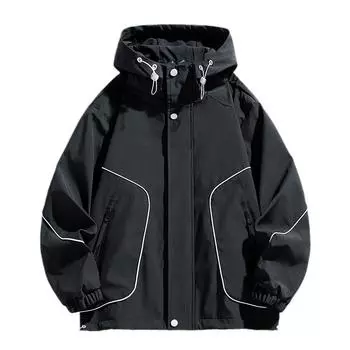 Куртка мужская с капюшоном свободная Tooling Outdoor Fat Men s Waterproof M чёрный