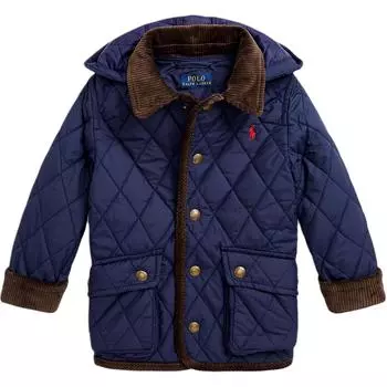 Куртка Polo Ralph Lauren с вышитым капюшоном и ромбовидным узором, однобортная детская куртка, темно-синяя 323880396-002 M