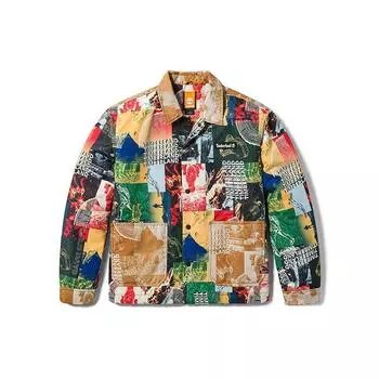 Куртка-поло Timberland Letter Pattern All Over Print, водонепроницаемая, с длинным рукавом, хлопковая, унисекс, многоцветная A6B3T-DP0 XXL