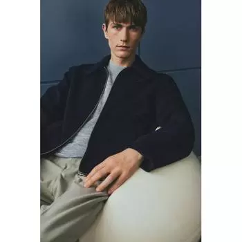 Куртка-рубашка из смеси шерсти HM Regular Fit, цвет темно-синий XS