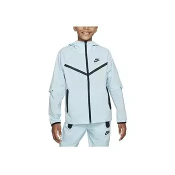 Куртка с капюшоном Nike Tech Logo Kids Jackets Glacier-Blue Black HQ8911-474 S