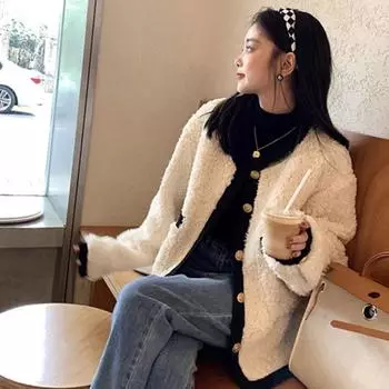 Куртка Xiaoxiangfeng из искусственной овечьей шерсти для женщин на осень и зиму, утолщенная, новый дизайн в корейском стиле для невысоких людей, модный бренд S