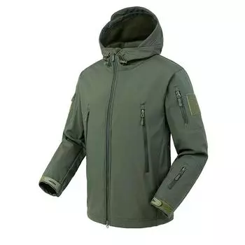 Куртки из мягкой ткани Skin Soft Shell, мужские ветрозащитные водонепроницаемые куртки, мужские куртки, мужские куртки-бомберы с капюшоном S чёрный
