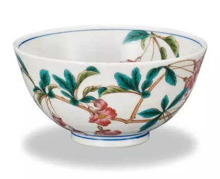 Kutani ware Iwataya rice bowl Hanakaito AP7-0653
