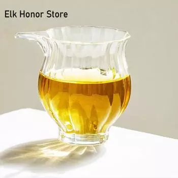 Кувшин для чая из боросиликатного стекла Zen Lotus Fair Cup Divide Tea Cha Hai Бытовая чашка правосудия Белый чай Кафе Товары для рукоделия B 8.5X7.8CM 160ML