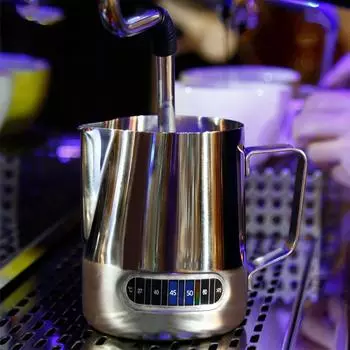 Кувшин для вспенивания молока из нержавеющей стали 600 мл(20oz) Кувшин для вспенивания молока с термометром Art Jug для эспрессо-машин Latte Art