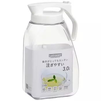 Кувшин Iwasaki Kogyo One Push, бутылка для холодной воды, термостойкий, белый, ширина 17 x глубина x высота, белый, сделано в Японии, вертикальный/горизонтальный, 3,0 л, 10,2 29,8 см