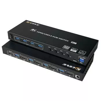 KVM-переключатель 2 монитора 24 компьютера KC-KVM401A USB 3.0HDMI KVM чёрный