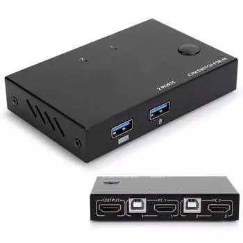 KVM-переключатель USB HDMI Share Device 2 In 1 Out для общего доступа к принтеру Мышь Клавиатура(КВМ201 )