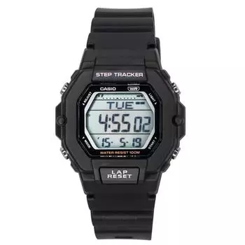 Кварцевые часы Casio Standard Digital с черным полимерным ремешком LWS-2200H-1A 100M унисекс чёрный