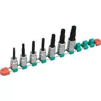 Kyoto Machinery Tools Long Torx Bit Socket Set of 7 TBT4L07TH (KTC) 12.7mm (1/2 inch) T-type Tamper-proof Set,