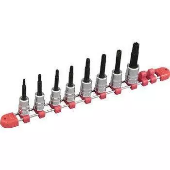 Kyoto Machinery Tools Long Torx Bit Socket Set of 8 TBT3L08TH (KTC) 9.5mm (3/8 inch) T-type Tamper-proof Set,