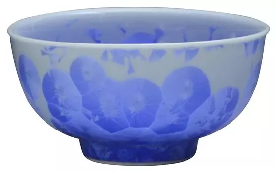 Kyoto ware Kiyomizu ware pottery kiln rice bowl large flower crystal (blue) KTA535-01 синий