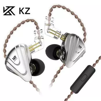 KZ ZSX Terminator 12 Unit Circle Iron Проводные наушники Металлические внутриканальные игровые мобильные телефоны с пшеничными наушниками without MIC чёрный