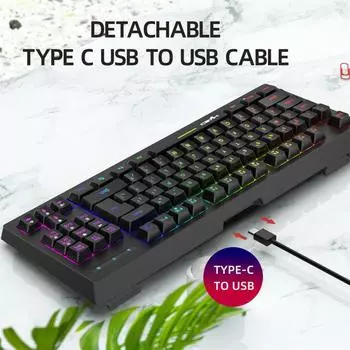 L100 Film 2,4g Беспроводная клавиатура RGB с несколькими режимами подсветки 87 клавиш Переносная игровая офисная клавиатура чёрный