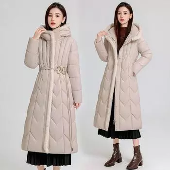 L-7XL Контроль доступа Mao Mao стеганая куртка длинная корейская версия свободная стеганая куртка женская узкая талия зимняя стеганая куртка L чёрный