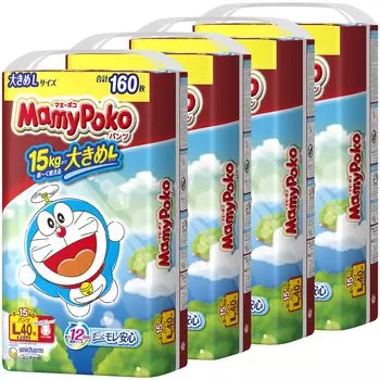L Mamy Poko Pants Подгузники Doraemon 160 штук x [Размер штанов] (9~15 кг) (40 4) [Элемент дела] белый