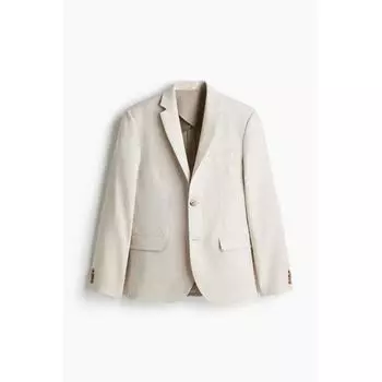 Льняная куртка HM Slim Fit светло-бежевого цвета 44